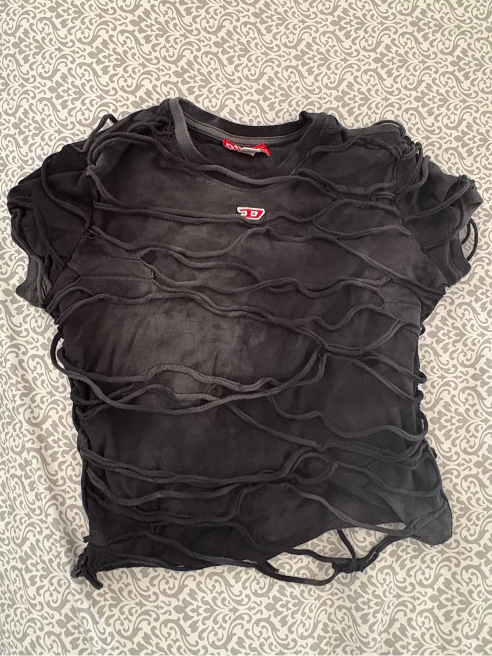 Diesel Black Distressed Cutout Crop Top